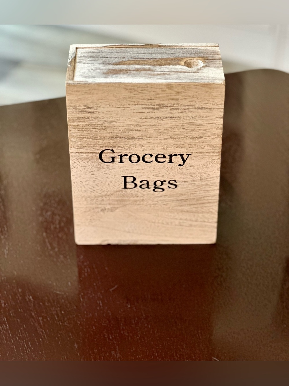 Rustic Wood Grocery Bag Dispenser Storage Box